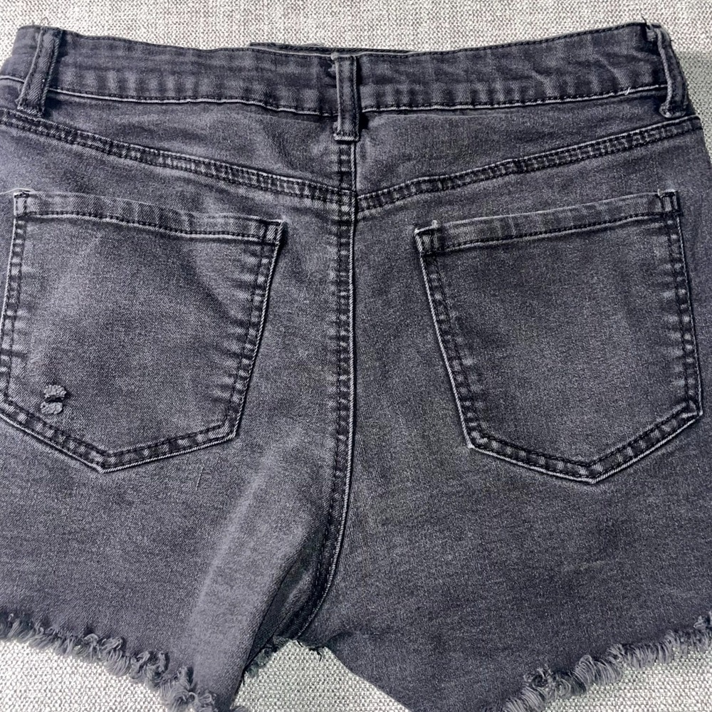 Wax Jean Cut Off Shorts Womens XL Gray Denim Cotton High Rise Distressed Pockets - Picture 7 of 11